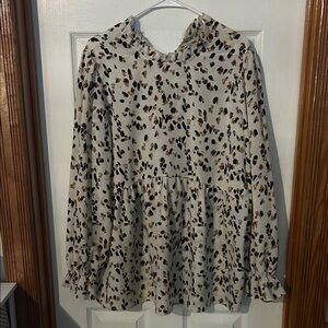 SHEIN Animal Print Ruffle Blouse